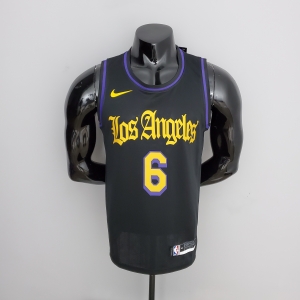 2021 JAMES#6 Los Angeles Lakers Black Latin Black NBA Jersey