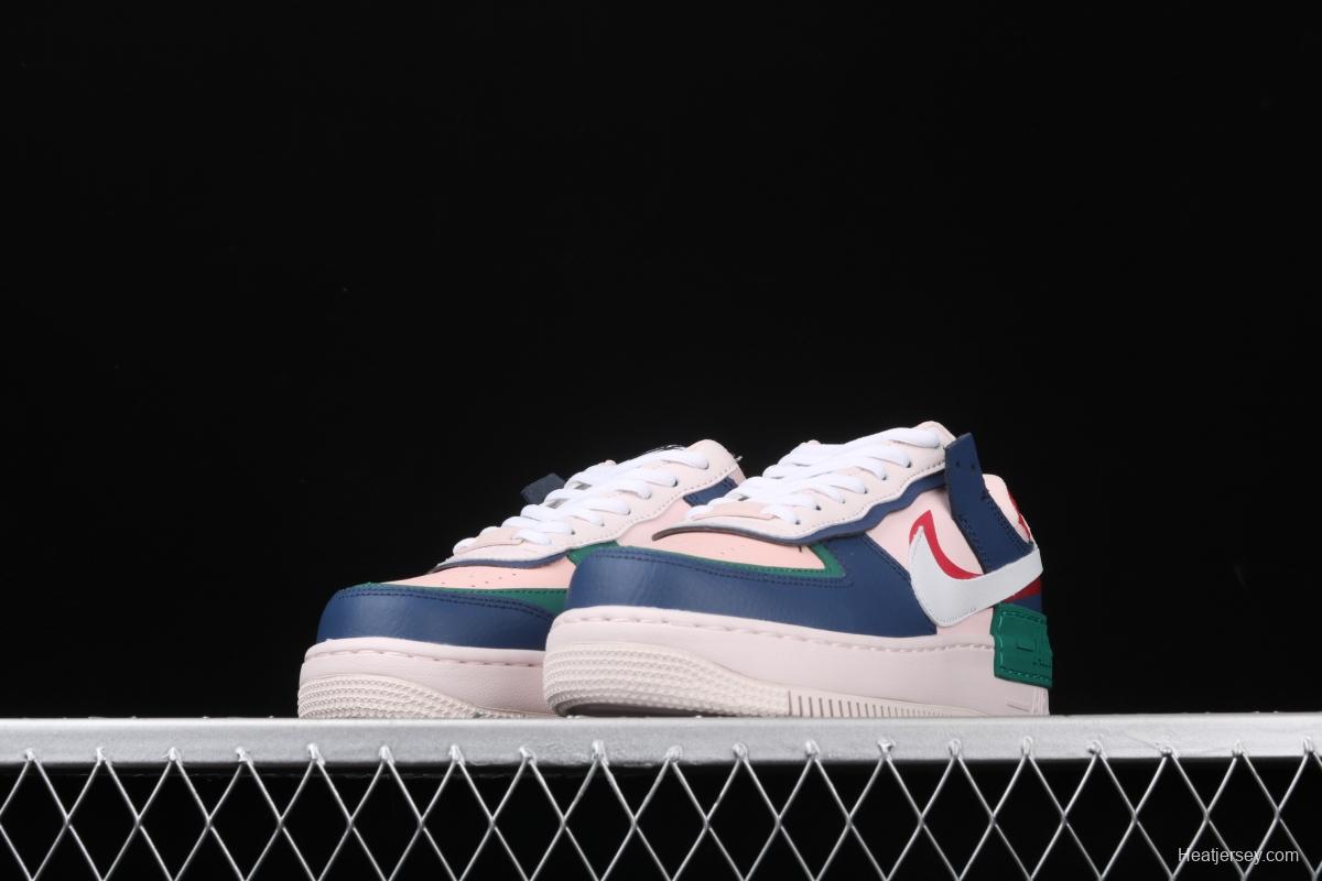 NIKE Air Force 1 ShAdidasow blue, pink and green light weight heightened low-top white board shoes CI0919-400