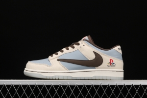 Travis Scott x PlayStation x NIKE DUNK Low tripartite joint name barb low-top skateboard shoes CU1726-800