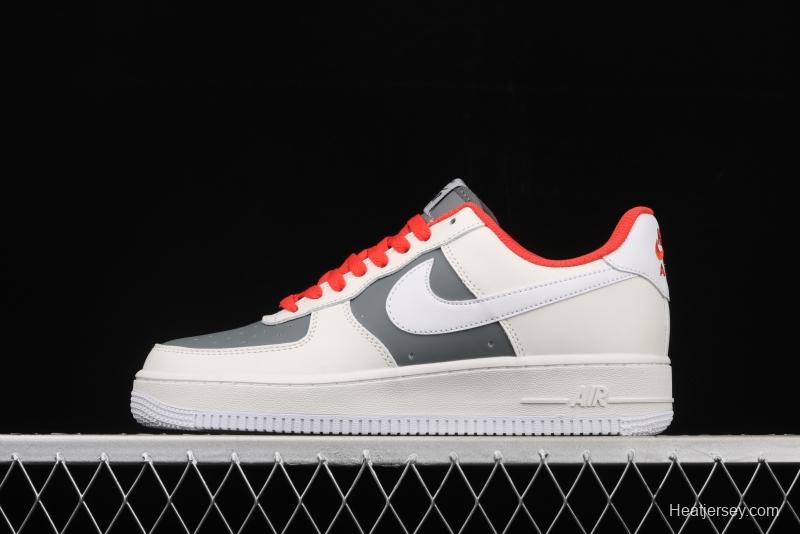 NIKE Air Force 1' 07 Low gray-red pigeon color matching low-top casual board shoes CT3427-900