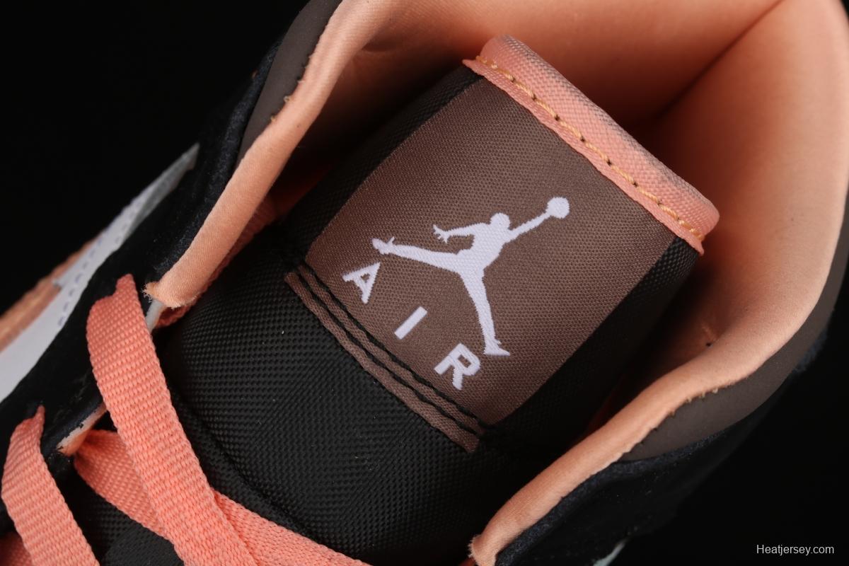 Air Jordan 1 Mid black pink peach goddess festival basketball shoes DH0210-100