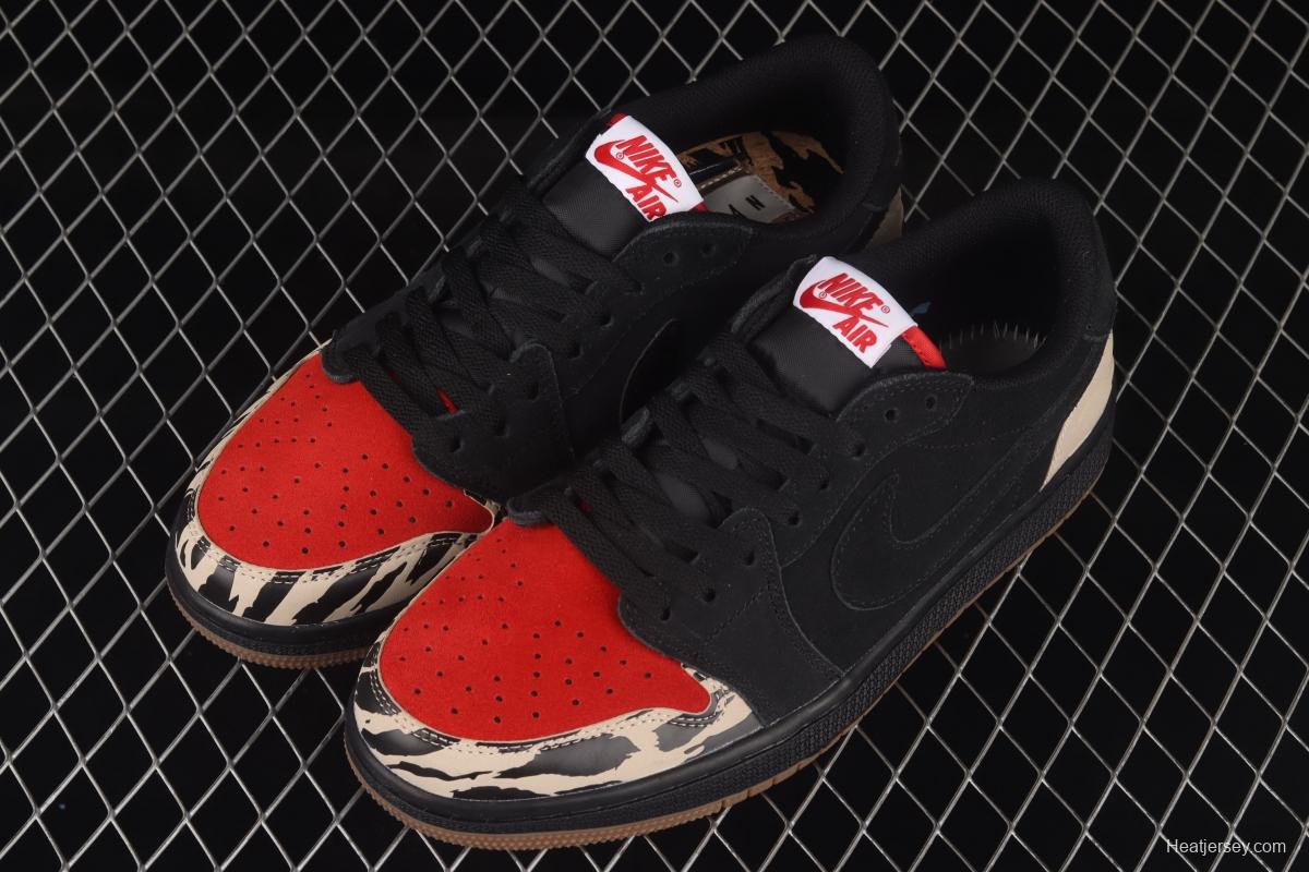 Air Jordan 1 Low Carnivore predator theme black and red low-side cultural board shoes DN3400-001