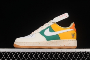 NIKE Air Force 1'07 Lx white, yellow and green color matching low-top sneakers DQ5085-111