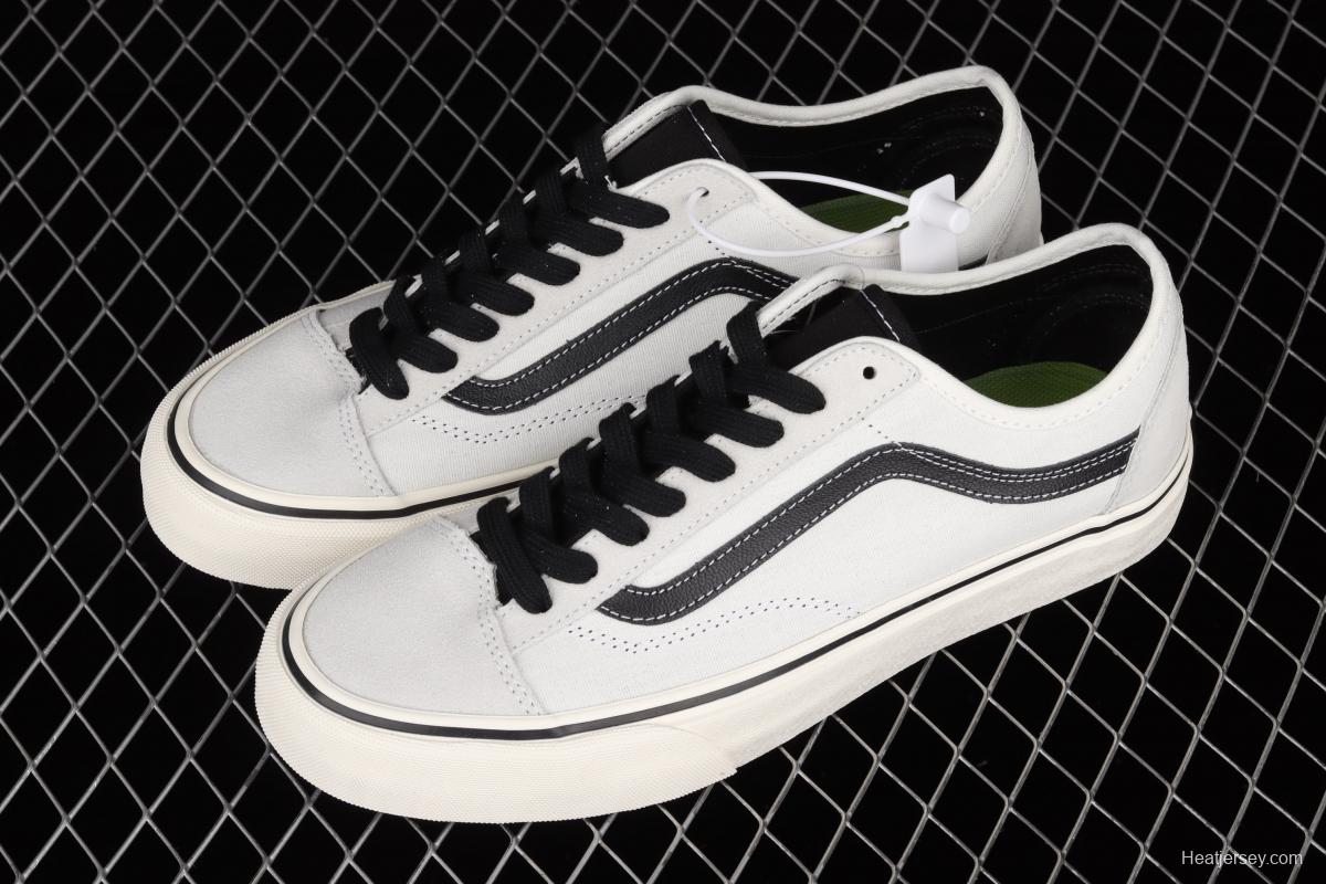 Vans Style 36 million gray rice white side stripes low-edge sports board shoes VN0A3MVLXGL