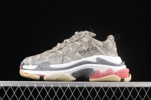 Gucci x Balenciaga Triple S joint style spliced cloth retro daddy shoes ULZ109795