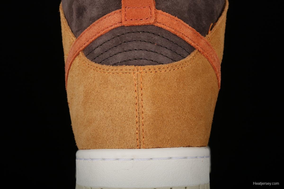 NIKE SB DUNK Hight Dark Russet dirty orange high-top leisure sports skateboard shoes DD1401-200