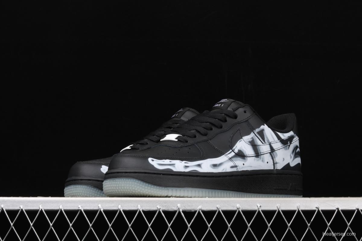 NIKE Air Force 1x 07 Skeleton QS Halloween luminous skeleton limited casual board shoes BQ7541-001