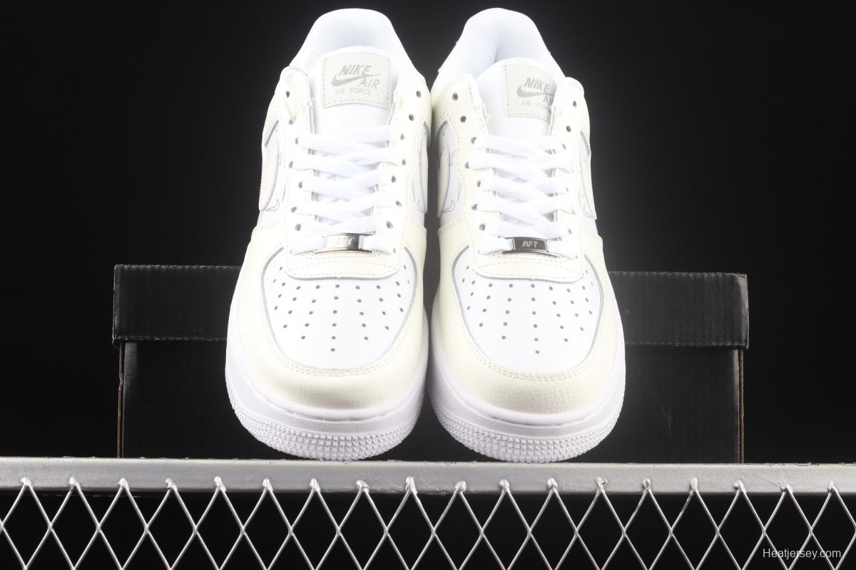 NIKE Air Force 1' 07 Low simple white 3M reflective low-top casual board shoes DR7857-100