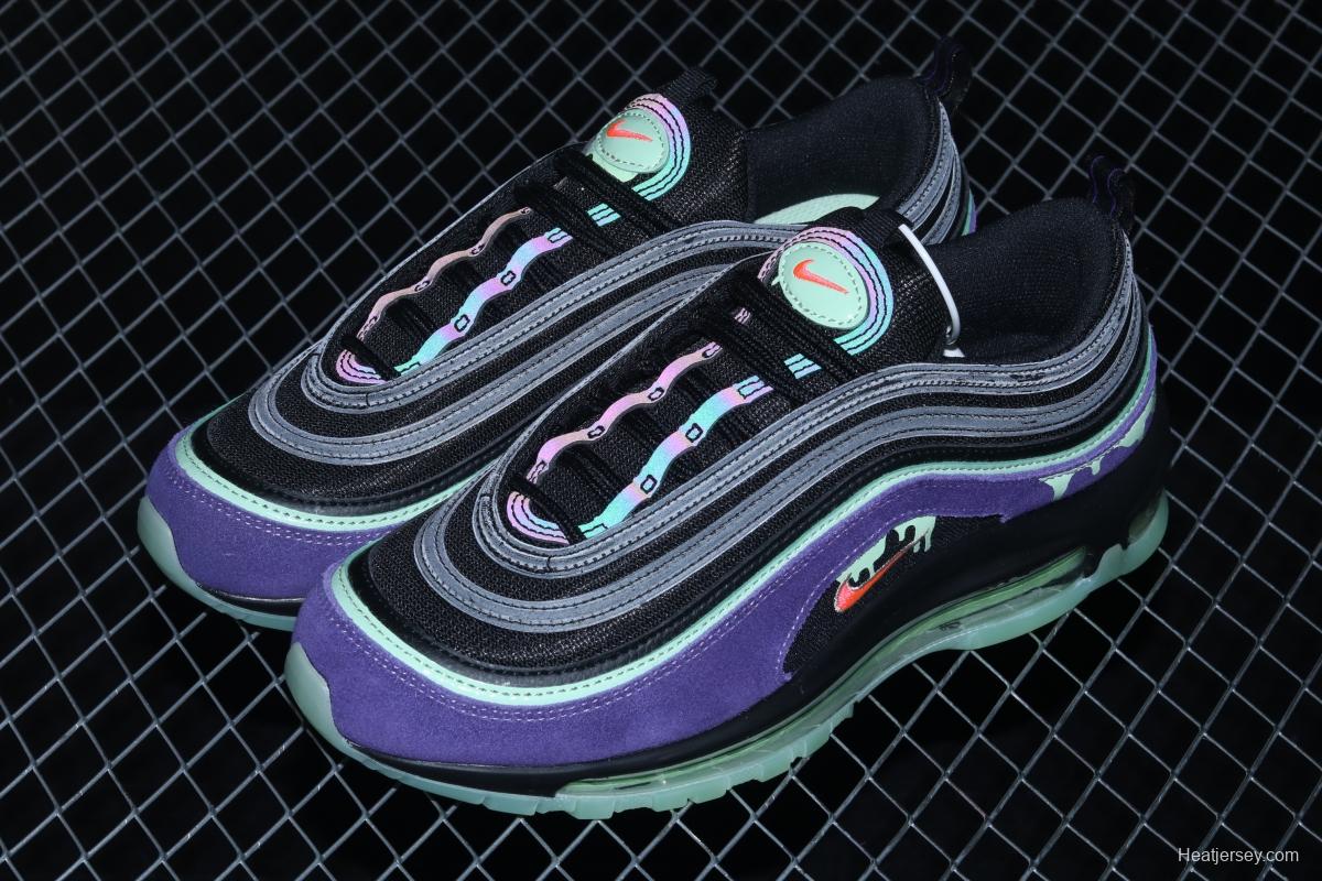 NIKE Air Max 97 Slime Halloween black and purple air cushion running shoes DC1500-001