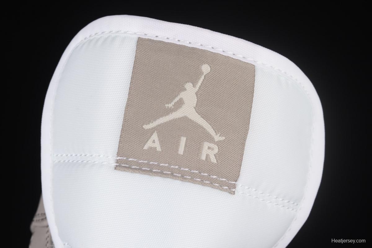 Air Jordan 1 Mid grey middle-top basketball shoes of the Central Asian Hemp College 554724-082