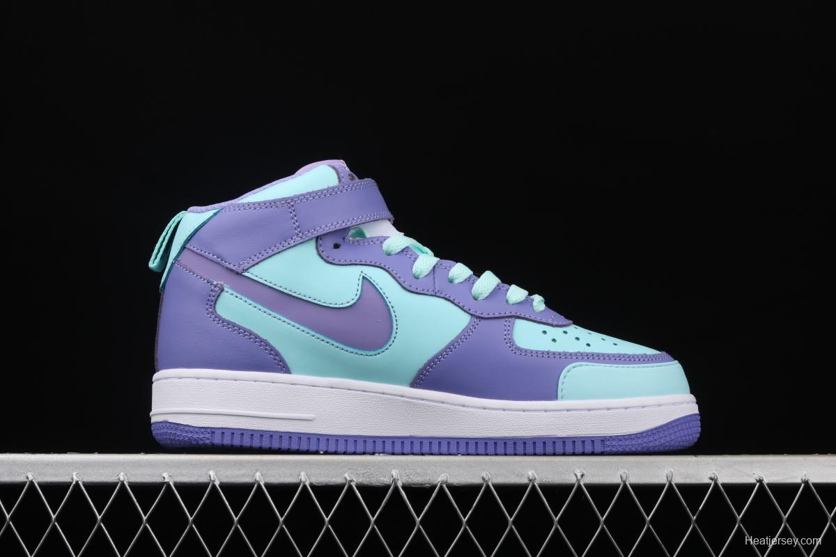 NIKE Air Force 1 Mid sells blue and purple color Zhongbang leisure board shoes CV3039-107overseas