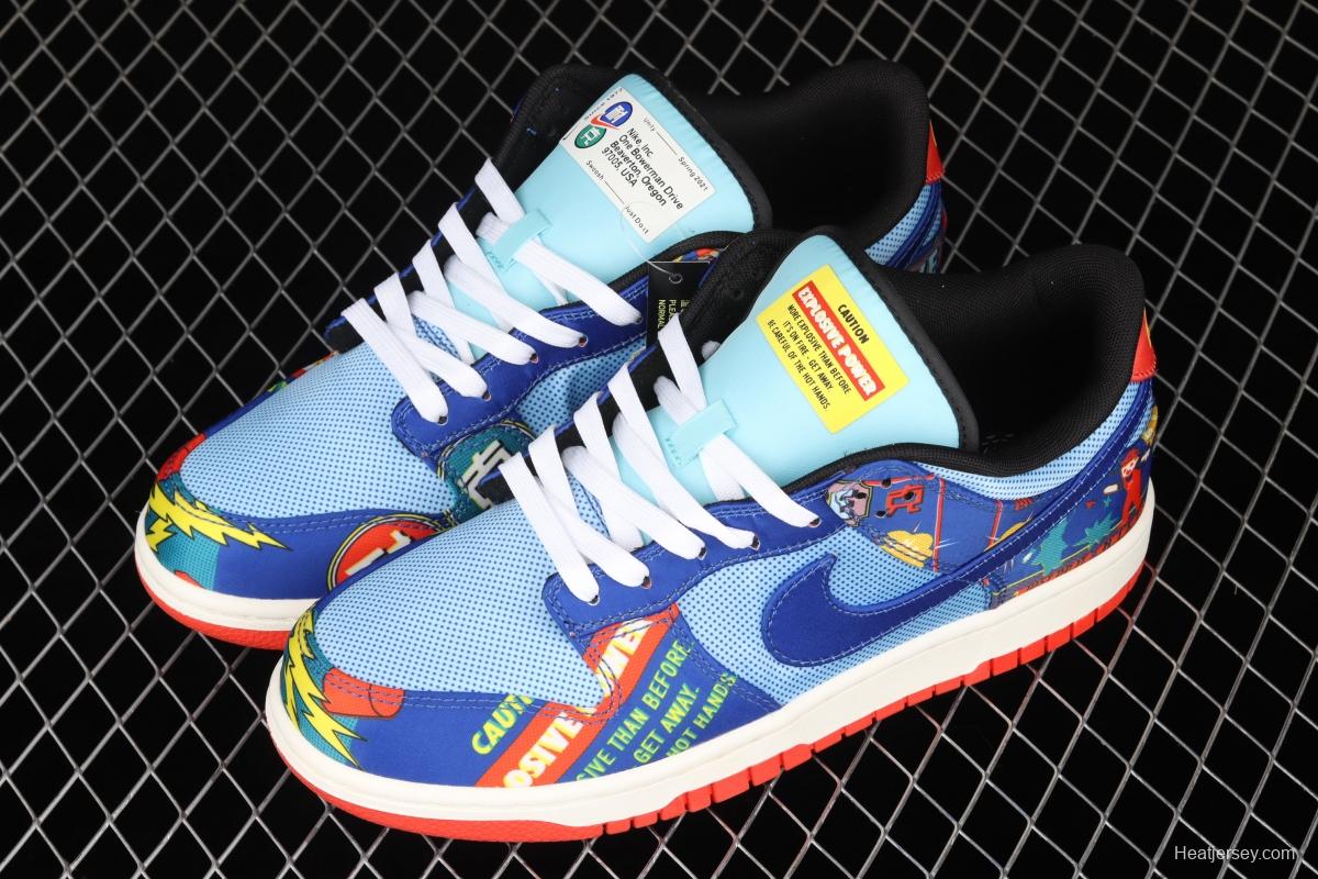 NIKE SB DUNK Low dunk series blue-red firecrackers scraping music low-side leisure sports skateboard shoes DD8477-446