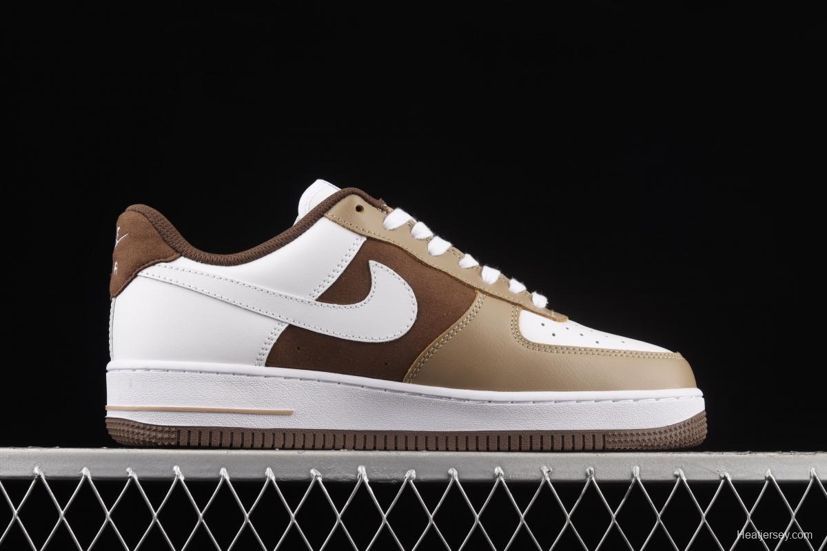 NIKE Air Force 1x07 Cappuccino cappuccino low-side color casual board shoes CW2288-902