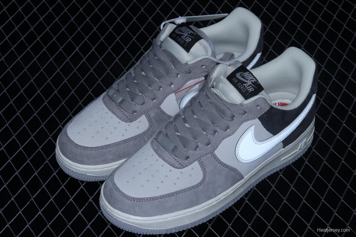 NIKE Air Force 11607 Low white and gray stitched suede color matching low-top casual board shoes DW0831-896