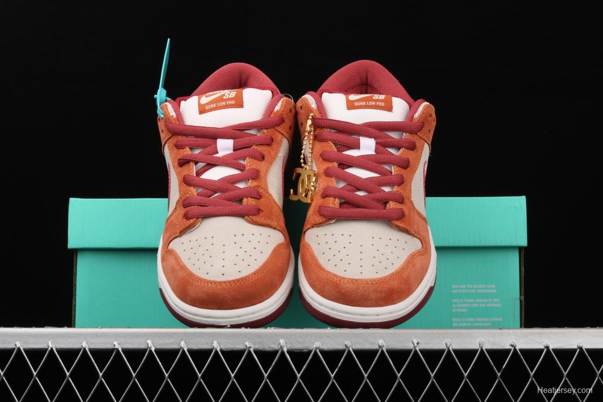 NIKE SB DUNK Low Pro brown-red color matching low-top casual board shoes BQ6817-202