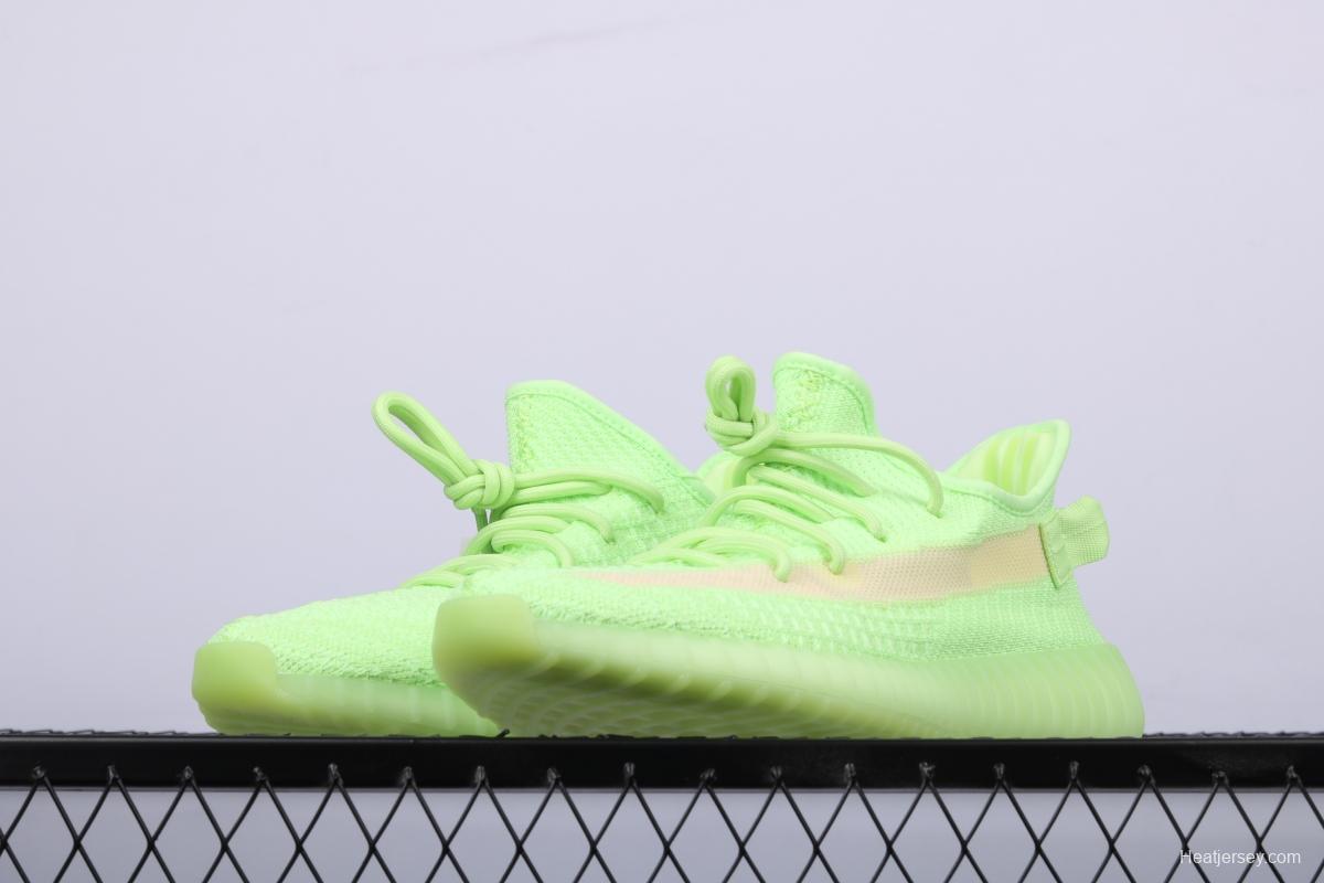 Adidas Yeezy 350 Boost V2 EG5293 Darth Coconut 350 second generation fluorescent green hollowed-out silk color matching