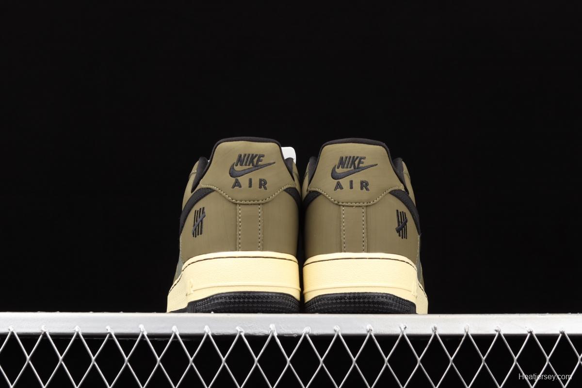 Undefeated x NIKE Air Force 1 Low SP Ballistic olive green sail leather splicing low-side leisure sports board shoes DH3064-300