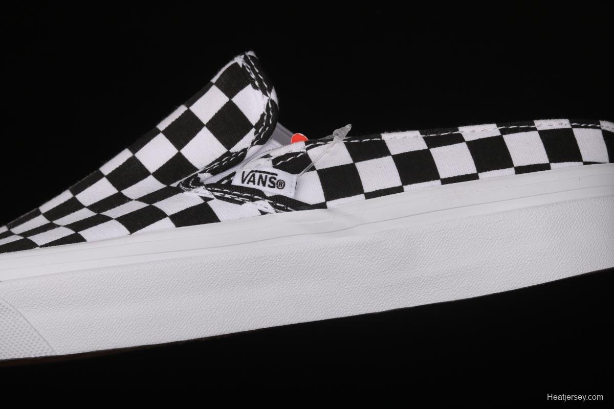 Vans Authentic 2021 summer new Anaheim black and white checkerboard VN0A54F75GULoafers Shoes slacker semi-dragged canvas board shoes