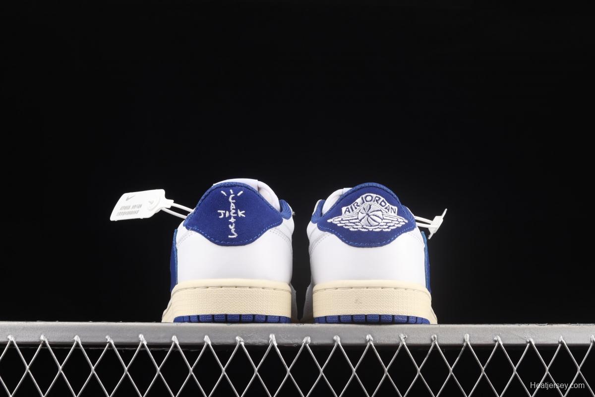 Travis Scott x Air Jordan 1 Low white blue inverted low top cultural board shoes DM9868-218