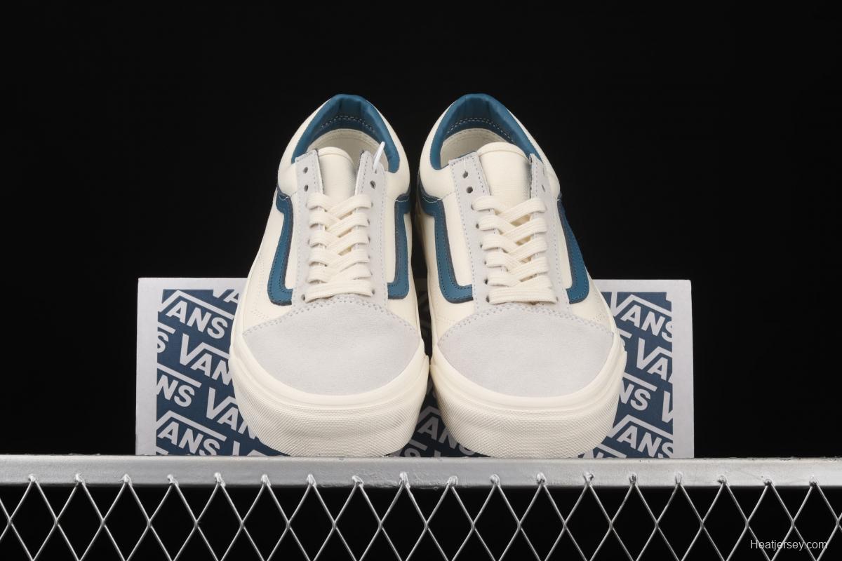 Vans Old Skool Lx white suede inner blue leather spliced canvas retro casual shoes VN0A38G1QKK