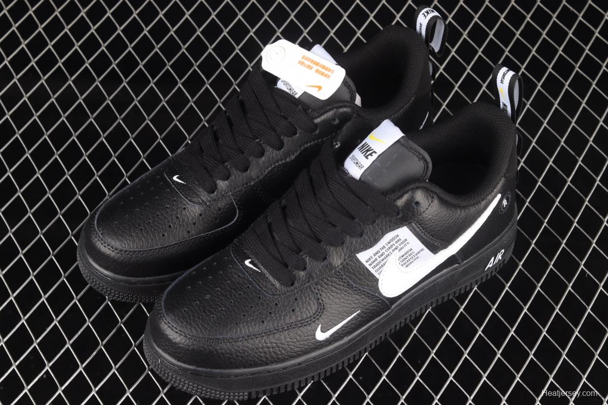 NIKE Air Force 1 Low black and white simple edition OW letter low top casual board shoes AJ7747-001