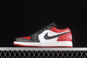 Air Jordan 1 Low black and red toe low top cultural basketball shoes 553558-612