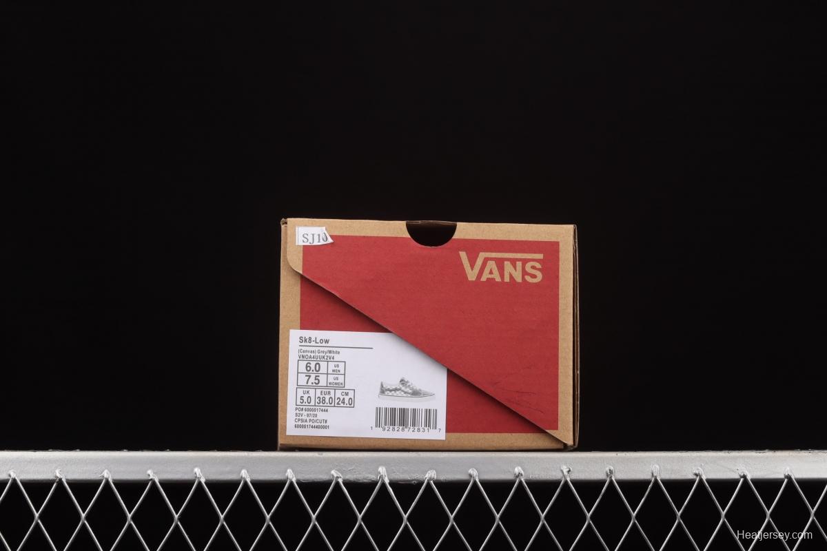 Vans Suede Sk8-Low grey rice and white checkerboard check low-top casual board shoes VN0A4UUK2V4