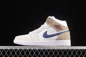 Air Jordan 1 Mid linen cream cultural basketball shoes DO6726-100