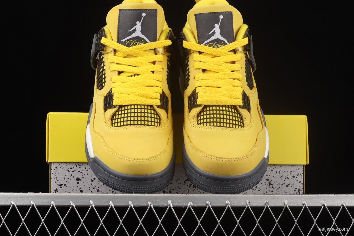 Air Jordan 4 Lightning repeated engraving of white and yellow electric masterbatch basketball shoes CT8527-700