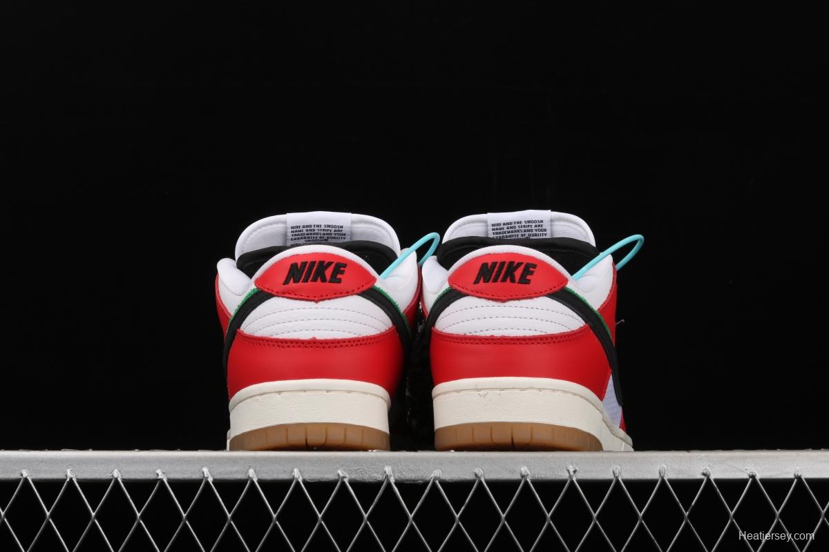 Frame Skate x NIKE SB DUNK Low Habibi white and red double hook dunk series retro low side leisure sports skateboard shoes CT2550-600