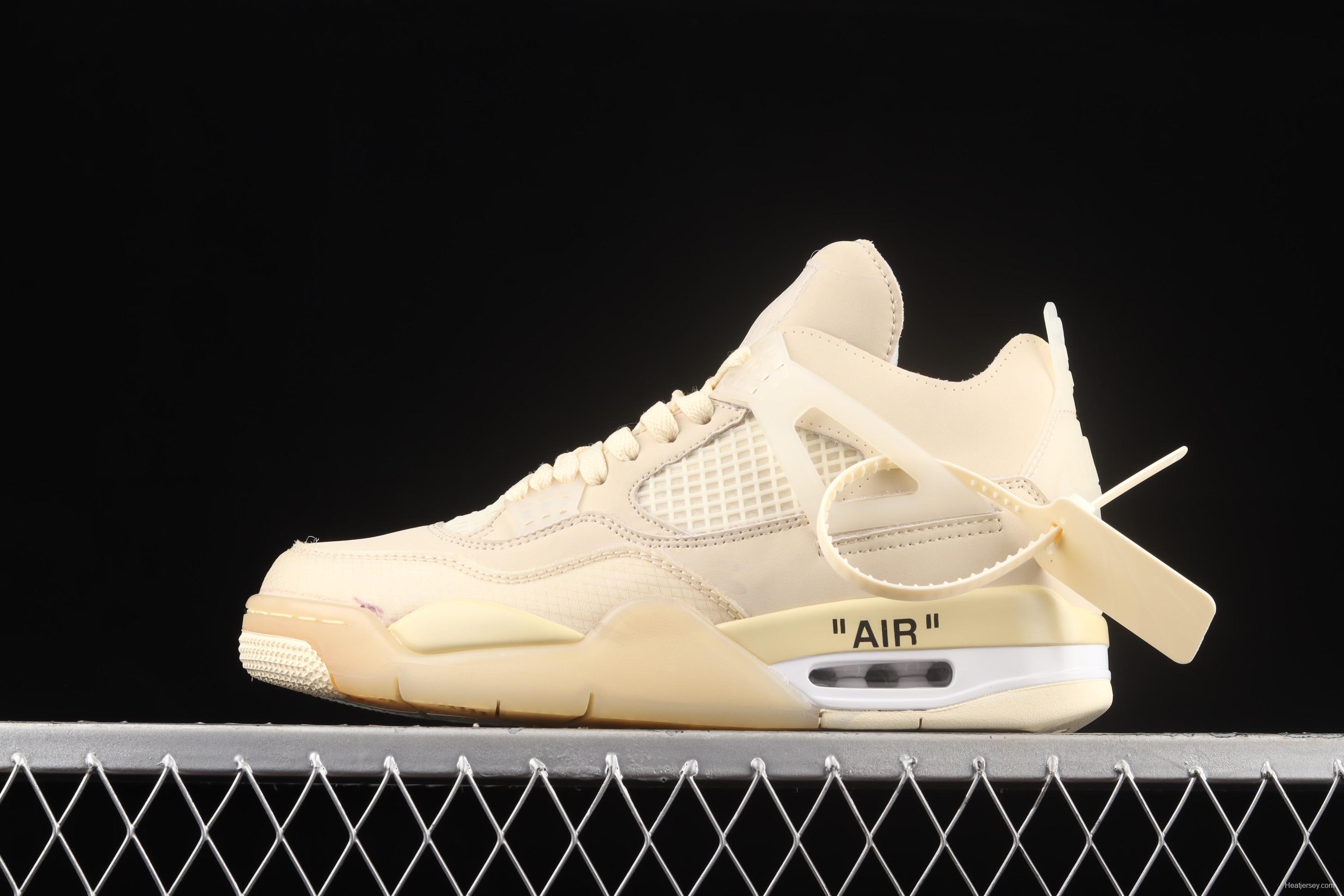 OFF-White x Air Jordan 4 Retro Cream/Sail help retro leisure sports culture basketball shoes CV9388-100