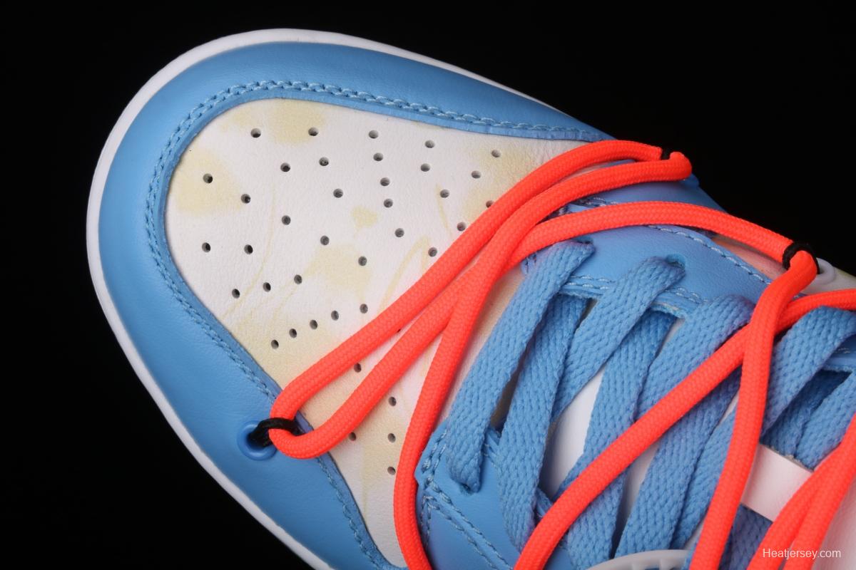 OFF-White x Futura x DUNK OW Coast joint model North Carolina blue color retro skateboard shoes DD0856-403