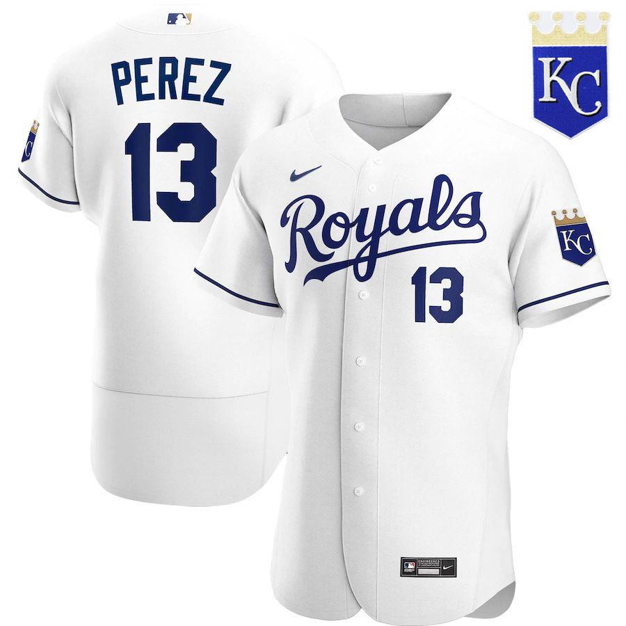 Men's Salvador Perez White Home 2020 Authentic Player Team Jersey