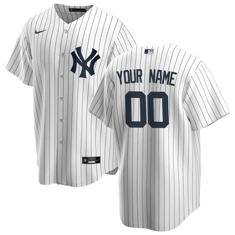 Men's White&amp;Navy Home 2020 Custom Team Jersey