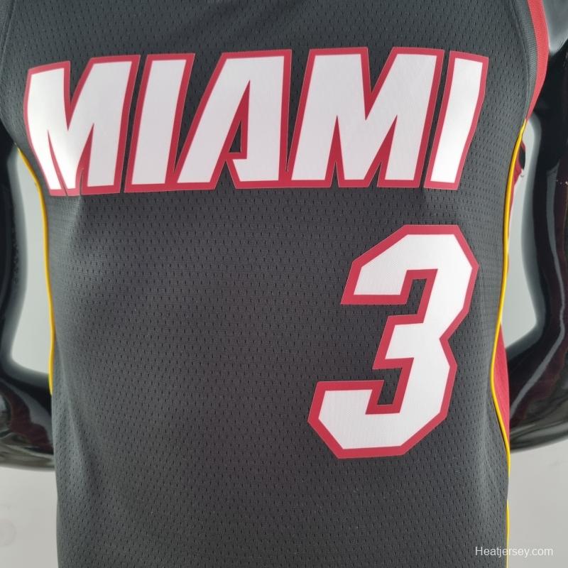 75th Anniversary Miami Heat WADE #3 Black NBA Jersey