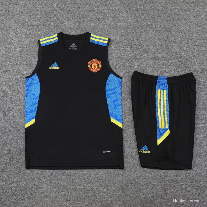 22/23 Manchester United Pre-Training Jersey Black+bule Vest