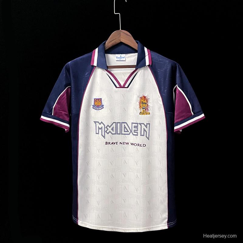 Retro 1999 West Ham Iron Maiden Away Soccer Jersey