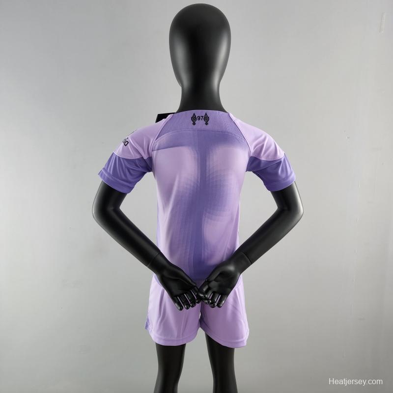 22/23 Liverpool Kids Kit Goalkeeper Purple Soccer Jersey