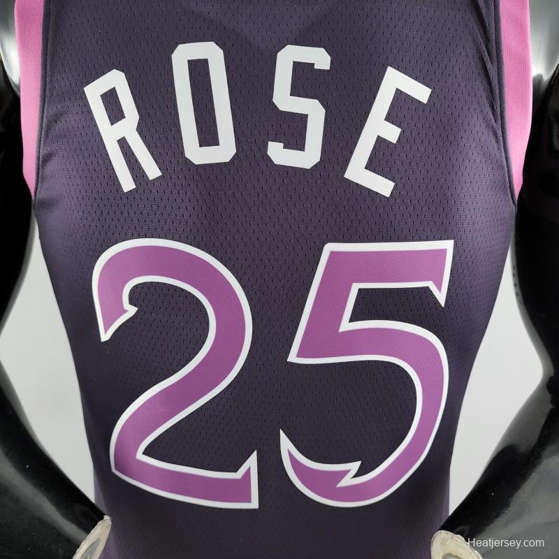 Minnesota Timberwolves ROSE#25 Black And Purple NBA Jersey