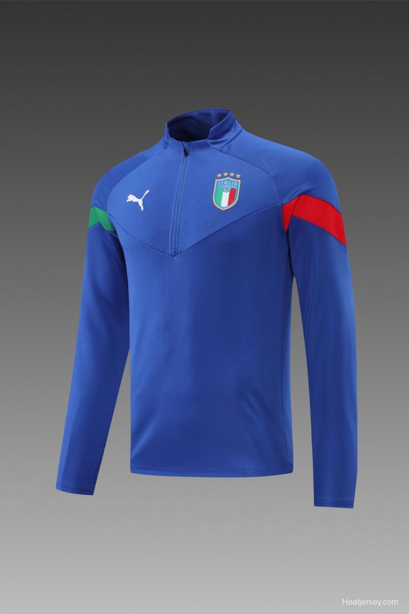 2022 Italy Blue Half Zipper Tracksuit