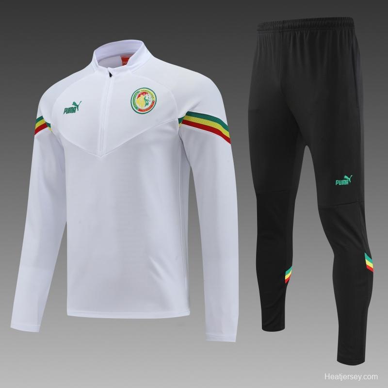 2022 Senegal White Half Zipper Tracksuit