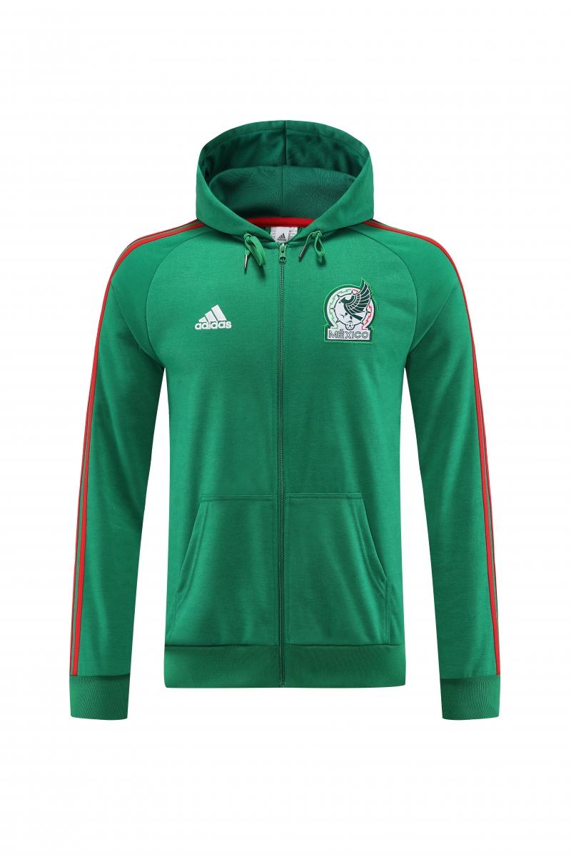 2022 Mexico Green Hoodie Full Zipper Tracksuit