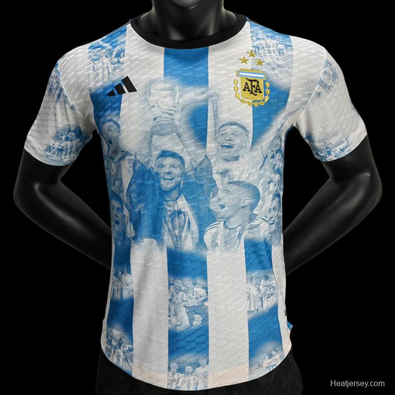 Player Version 3 Stars 2022 Argentina Campeones Mundo Home Special Jersey