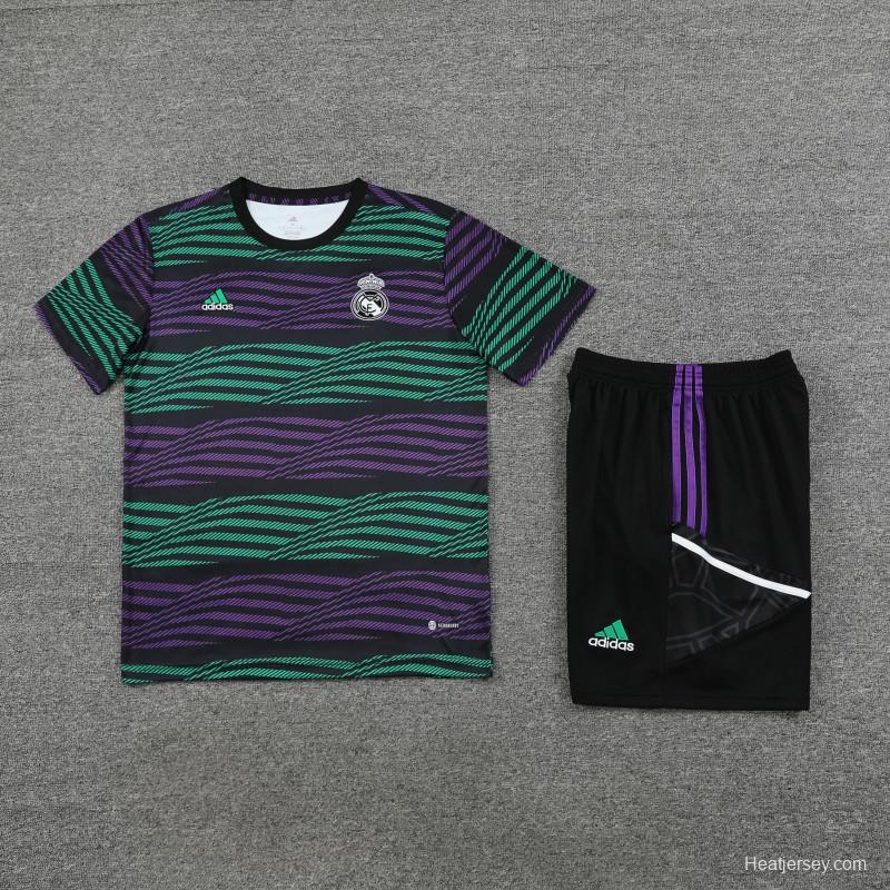 23-24 Real Madrid Stripe Pattern Short Sleeve+Shorts