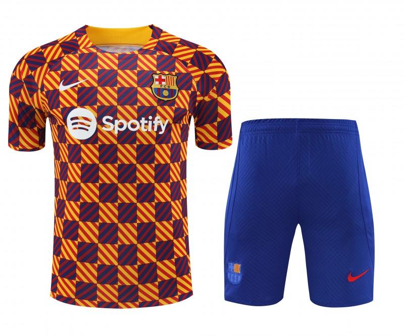 23-24 Barcelona Special Orange Grid Short Sleeve+Shorts