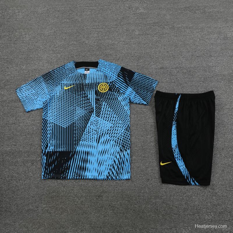 23 24 Inter Milan Black Blue Short Sleeve+Shorts