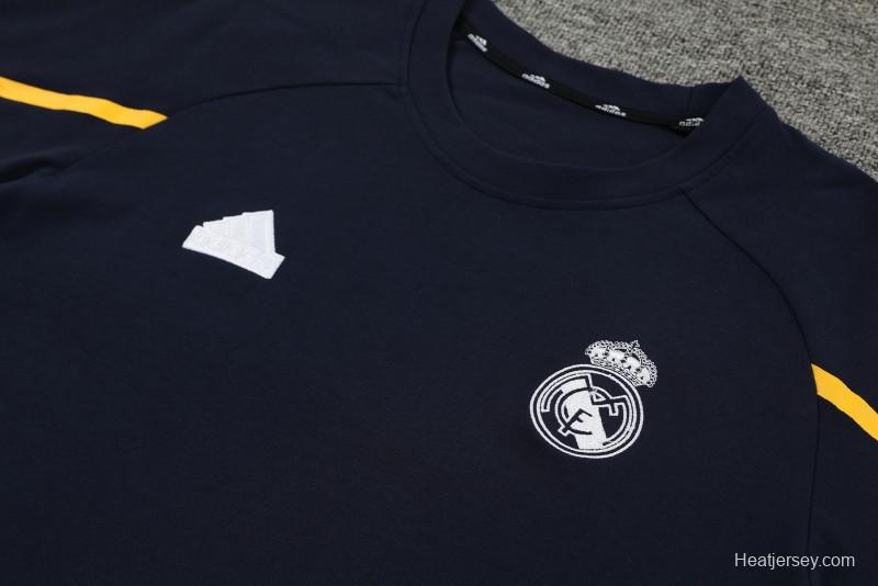 23/24 Real Madrid Navy Cotton Short Sleeve Jersey+Shorts