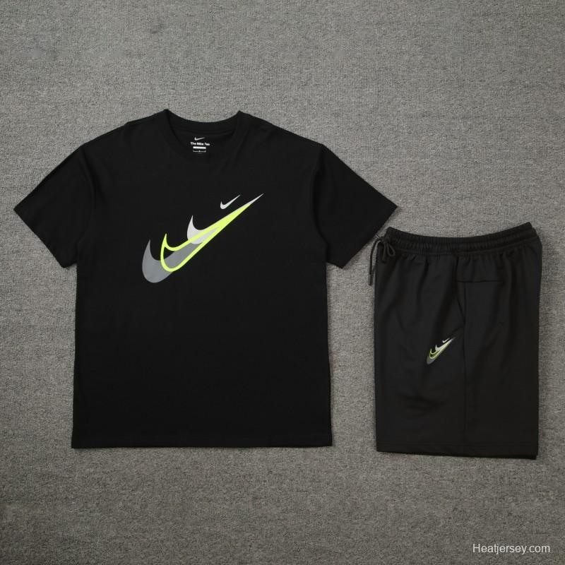 2024 Nike Black Cotton Short Sleeve Jersey+Shorts