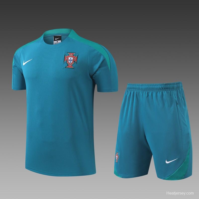 2024 Portugal Blue Short Sleeve Jersey+Shorts