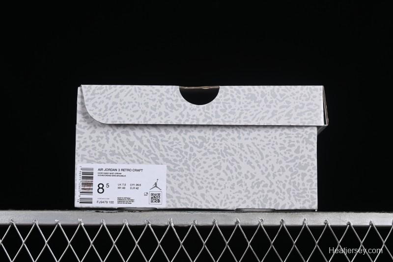 Air Jordan 3 "Craft Ivory" Ivory Full First Layer 